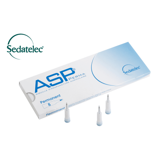 Sedatelec ASP Perma product packaging with three applicators on a white background