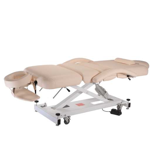 Aurora Athena massage table with adjustable headrest on a white background