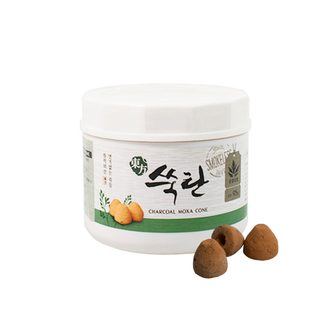 Jar of charcoal moka cone with cones on a white background