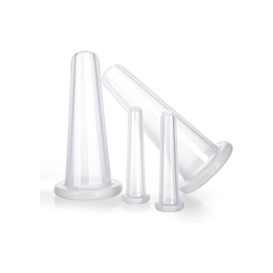 Four clear silicone facial cups 